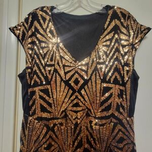 NWOT BloomChic Geometric Sequin Dolman Sleeve Midi Dress Black size 10